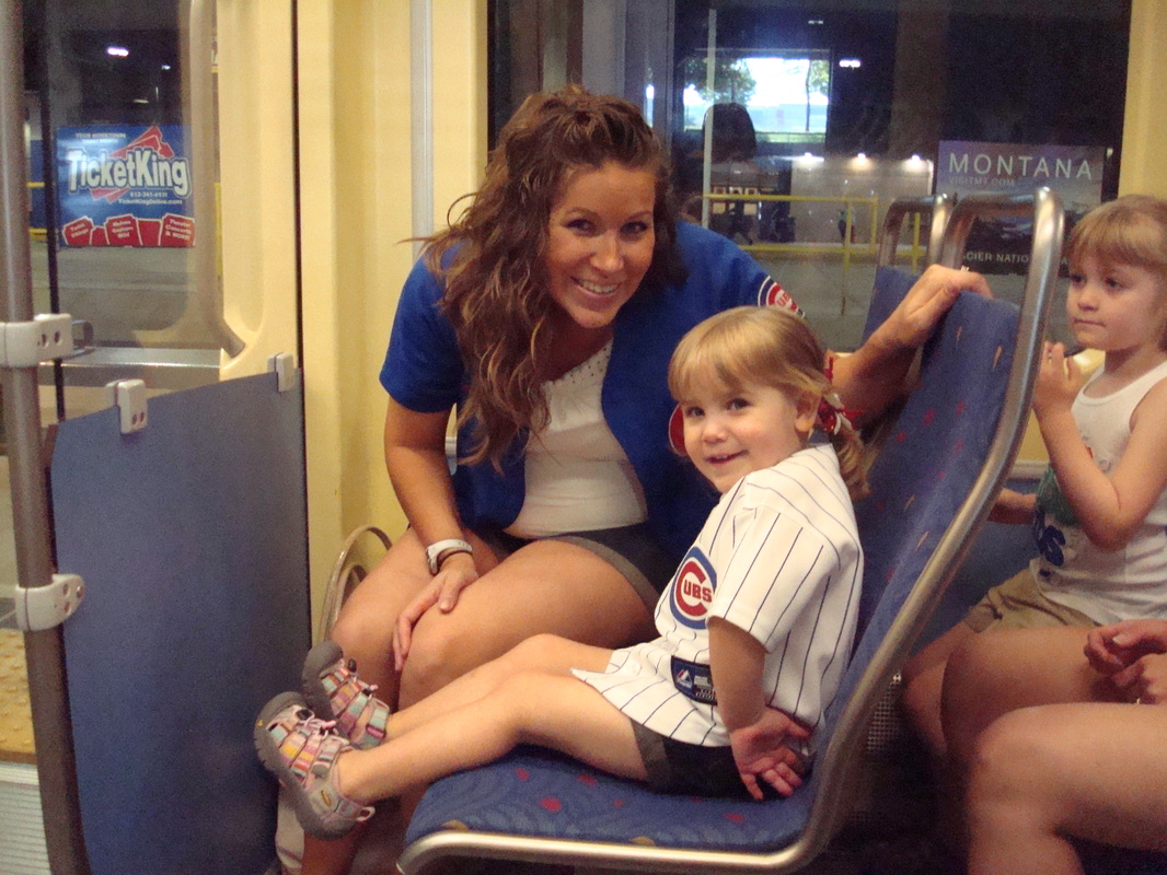 Mrs. Hillman and Halle on their way to Halle's 1st Cubs game!